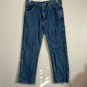 USED Men's Wrangles Straight Leg Jeans Color Blue Size 34 x 29